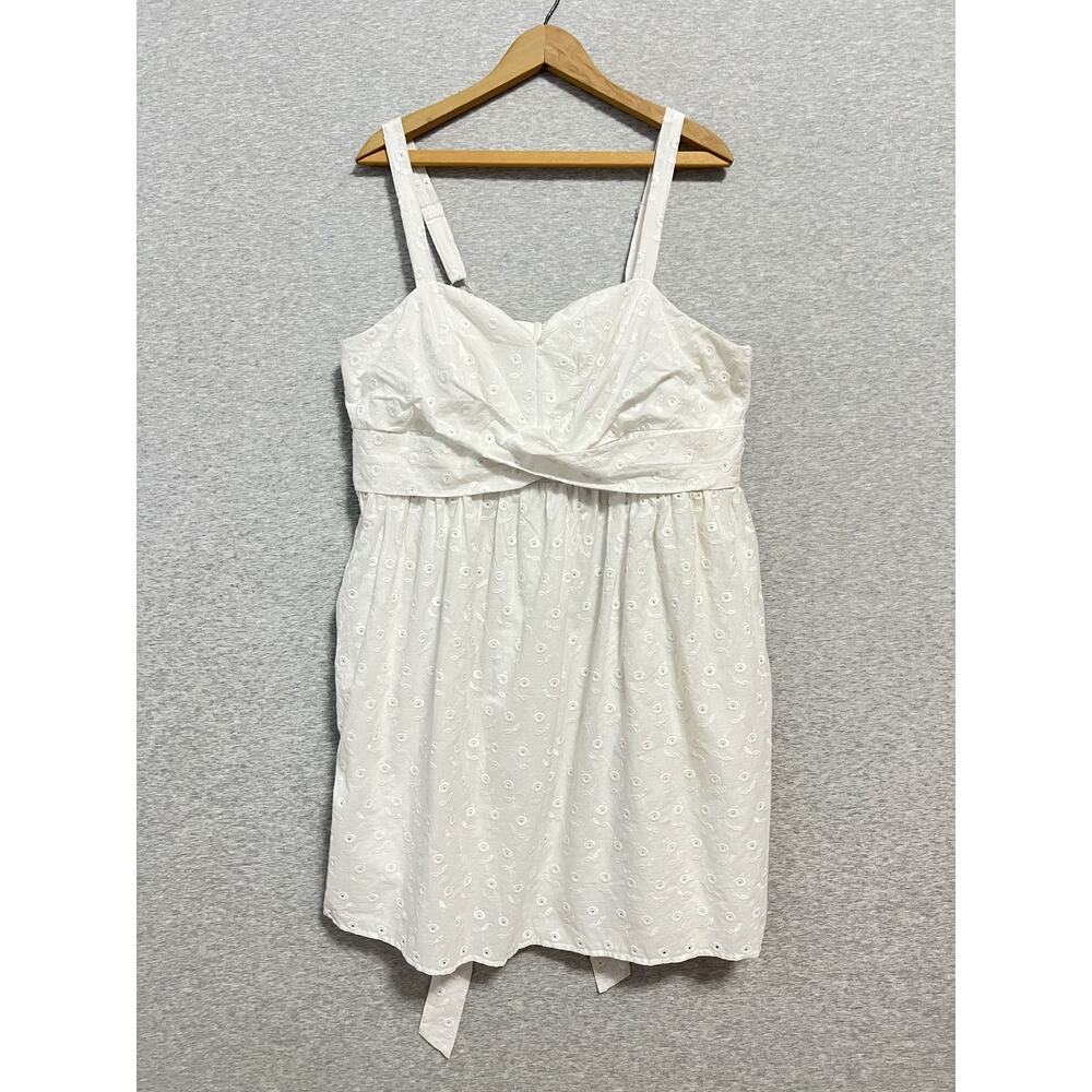 American Rag Mini Dress Womens 2XL White Eyelet Sundress Tie Belt NWT